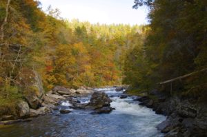 Corkscrew Rapid on the Chattooga River in the Fall